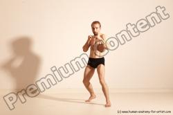 Underwear Martial art Man White Moving poses Slim Short Blond Dynamic poses Academic